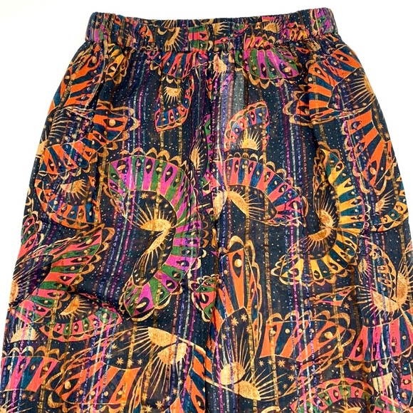 Farm Rio for Anthropologie Lurex Stripe Printed Pants Size Small - Picture 5 of 16